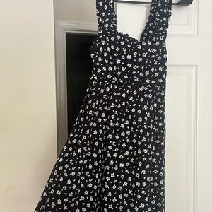 Blue Rain Black and White Floral Midi Dress